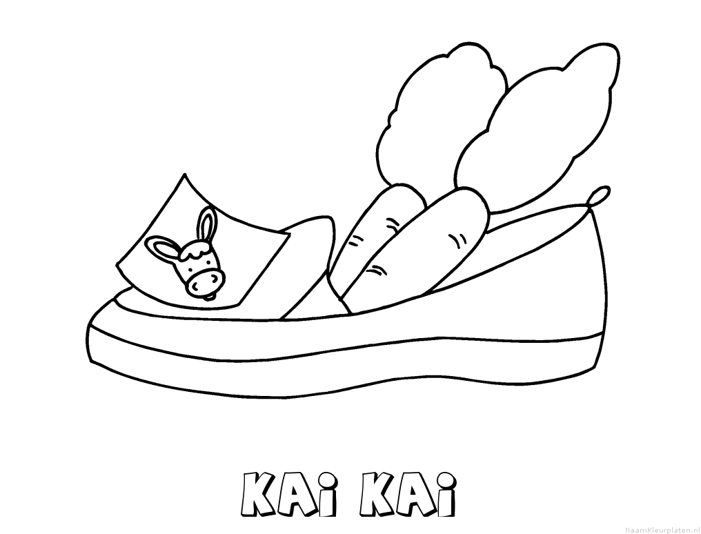 Kai kai schoen zetten kleurplaat